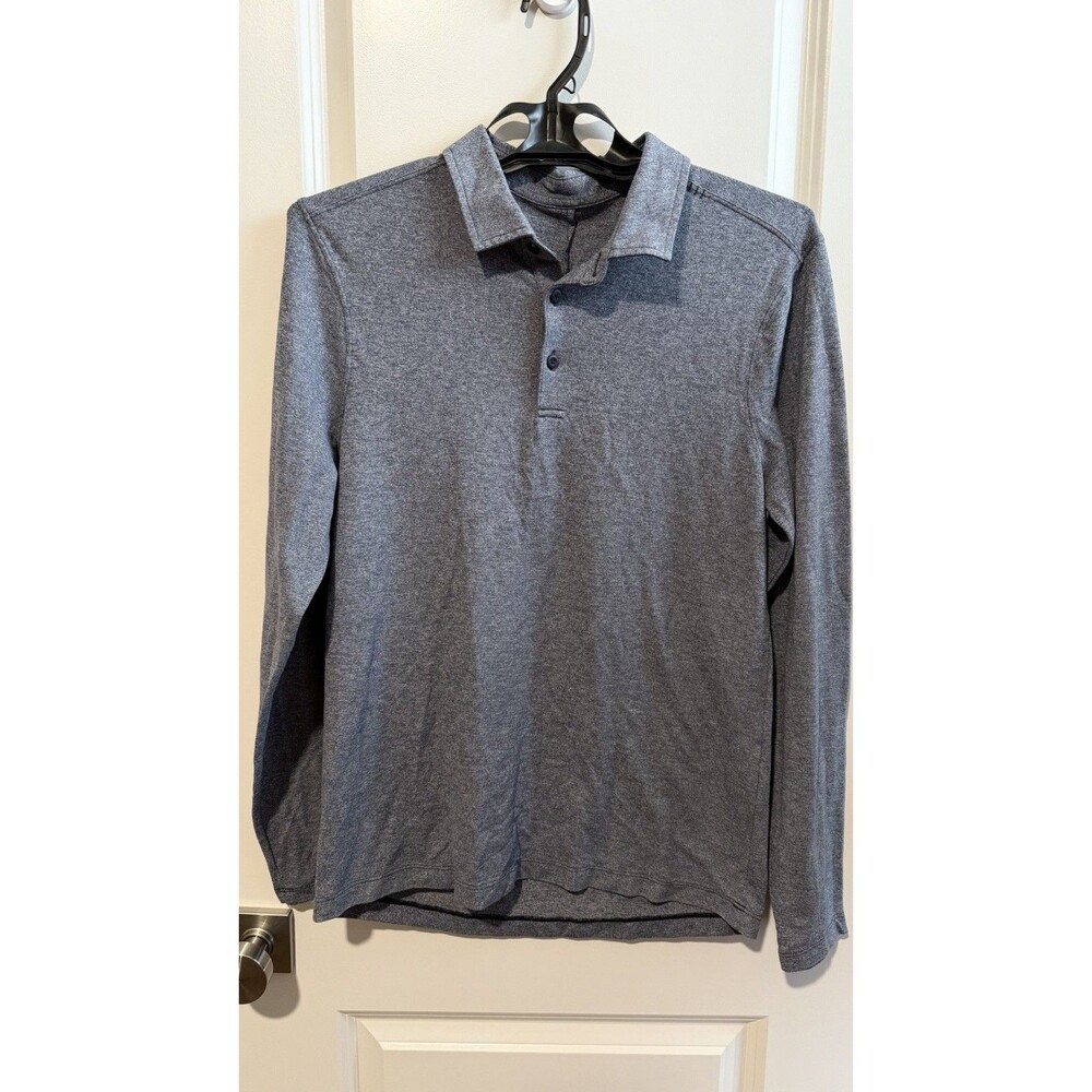 Lululemon Evolution Long Sleeve Polo Men’s Blue Heathered Golf Shirt Sz S*